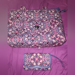 Vera Bradley *Retired* Magenta Medallion Women's Tote with Matching Wallet